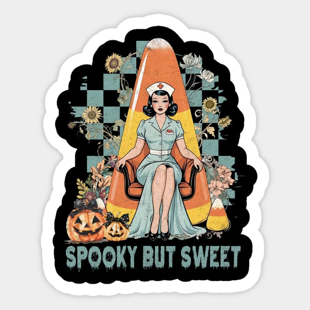 Spooky But Sweet Halloween Nurse Design Sticker by Designed By Marty